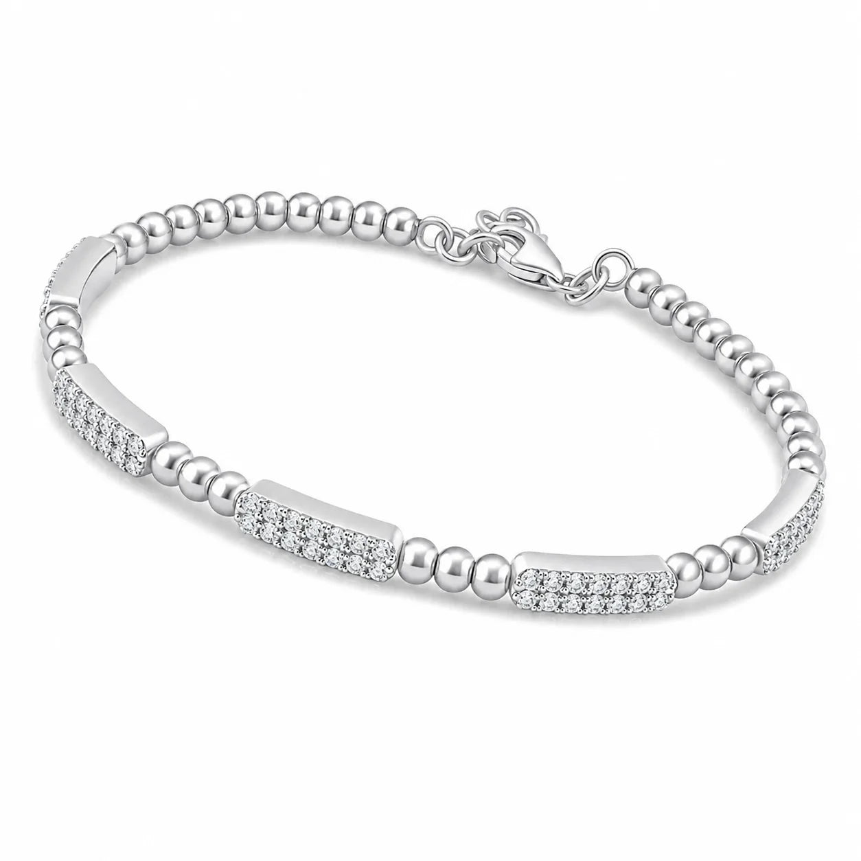 Brilliant Cut Beaded Bar Bracelet