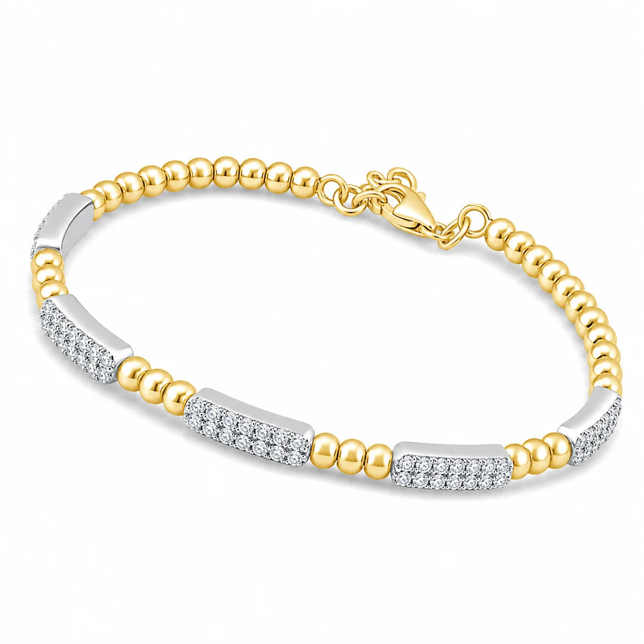 Brilliant Cut Beaded Bar Bracelet