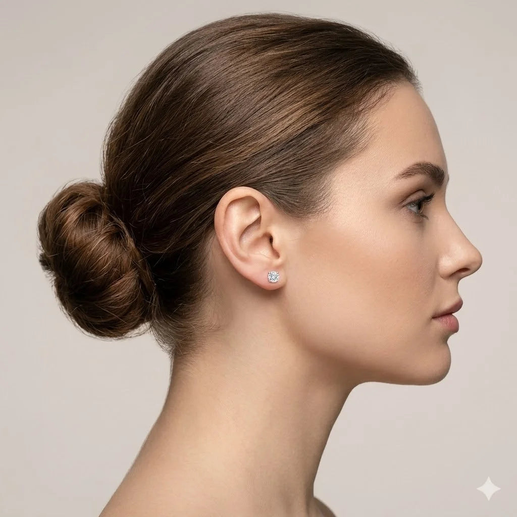 1 Carat Brilliant Cut Solitaire Stud Earrings 