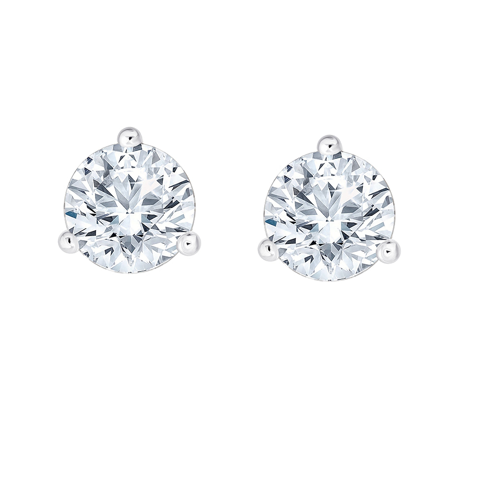 4 Carat Brilliant Cut Three Prong Solitaire Studs Earrings 