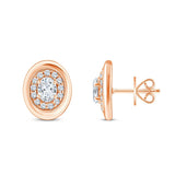 Oval Cut Framed Halo Stud Earrings