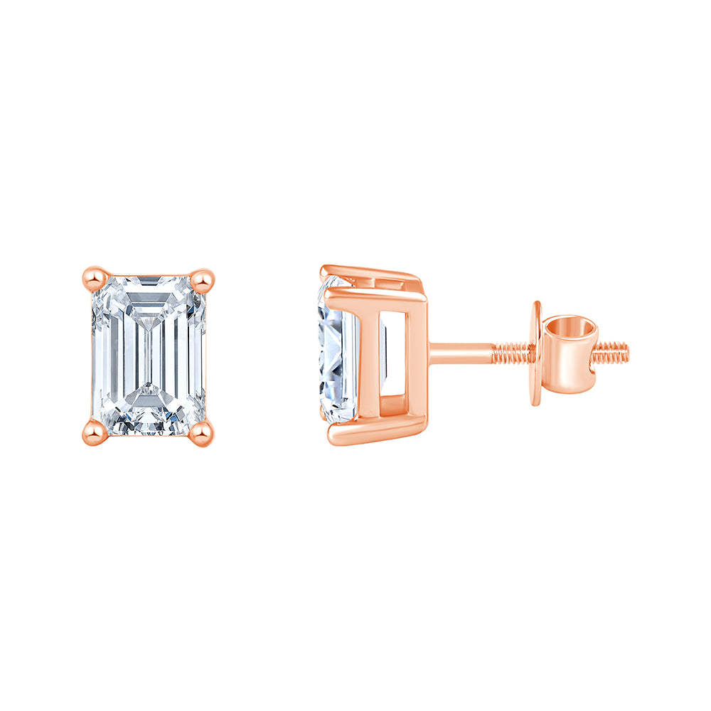 16 Carat Emerald Cut Solitaire Studs 