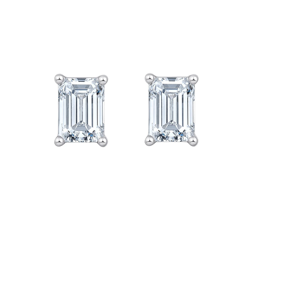 16 Carat Emerald Cut Solitaire Studs 