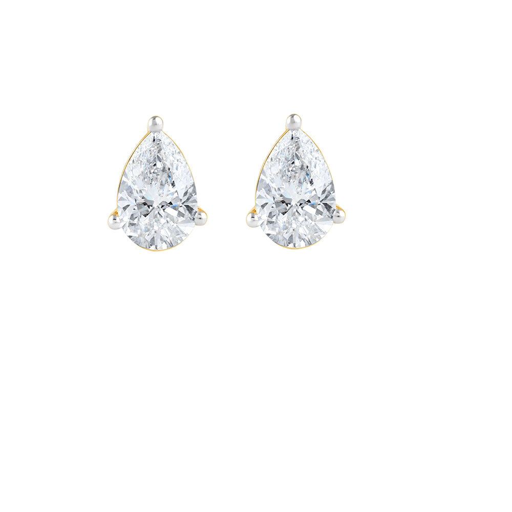 3 Carat Pear Cut Solitaire Stud Earrings