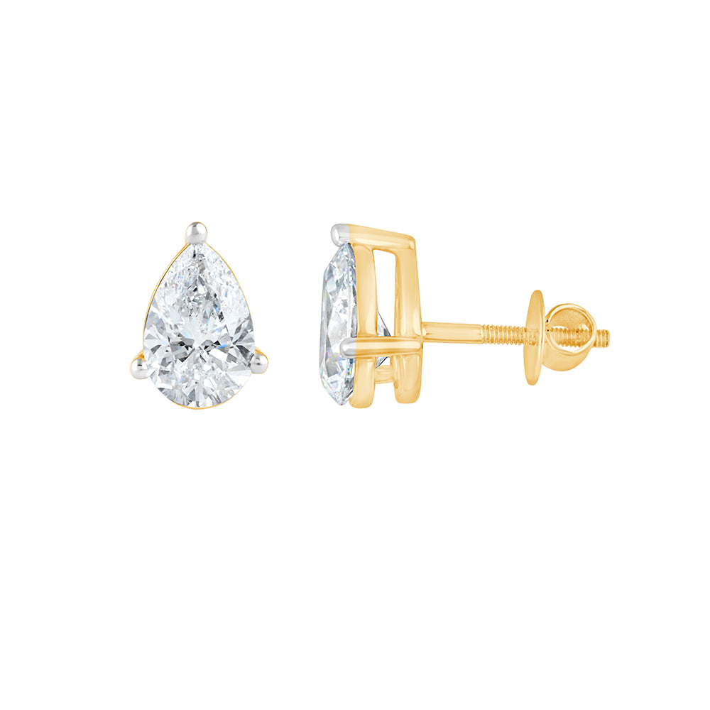 3 Carat Pear Cut Solitaire Stud Earrings