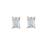 3 Carat Emerald Cut Solitaire Stud Earrings