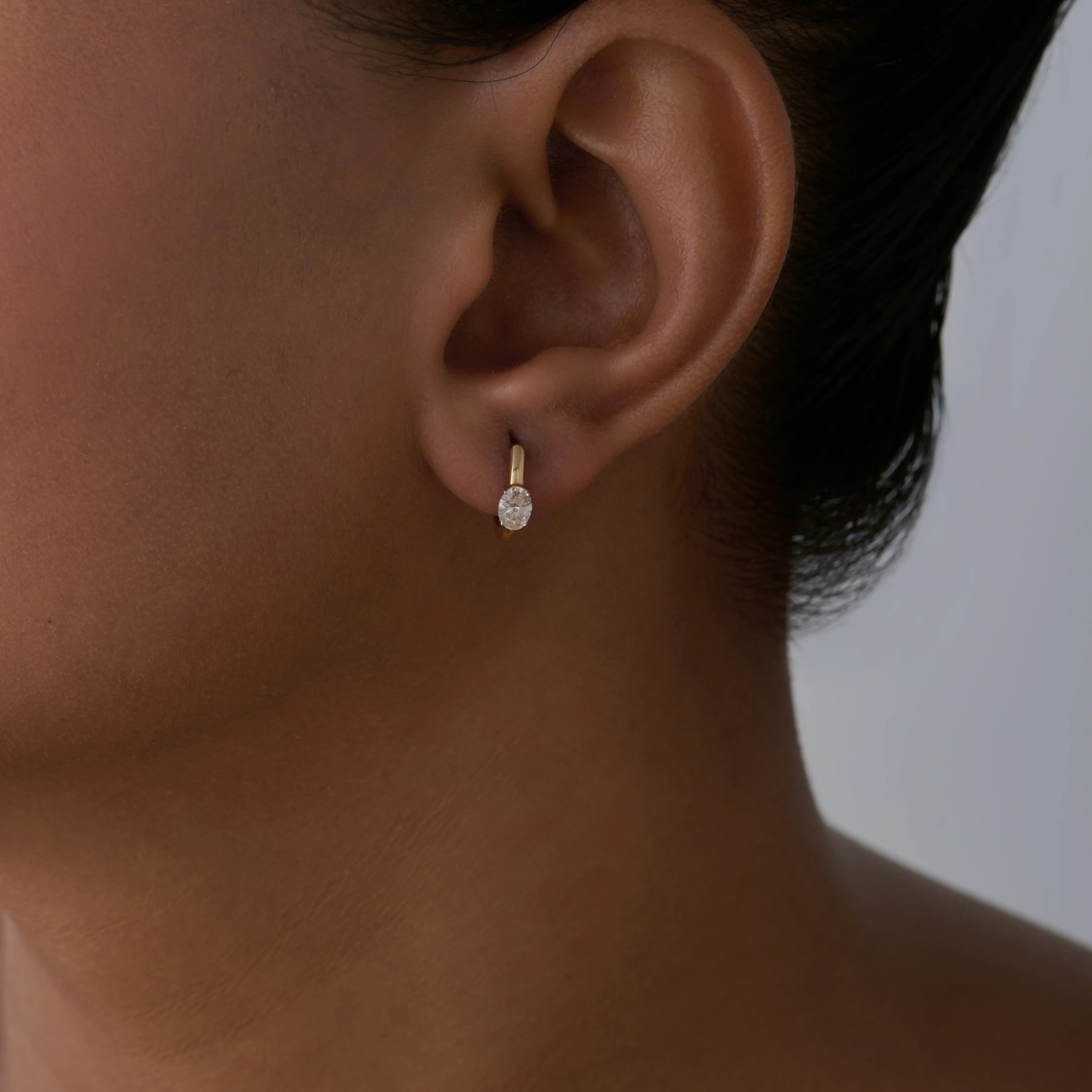Oval Cut Huggie Earrings