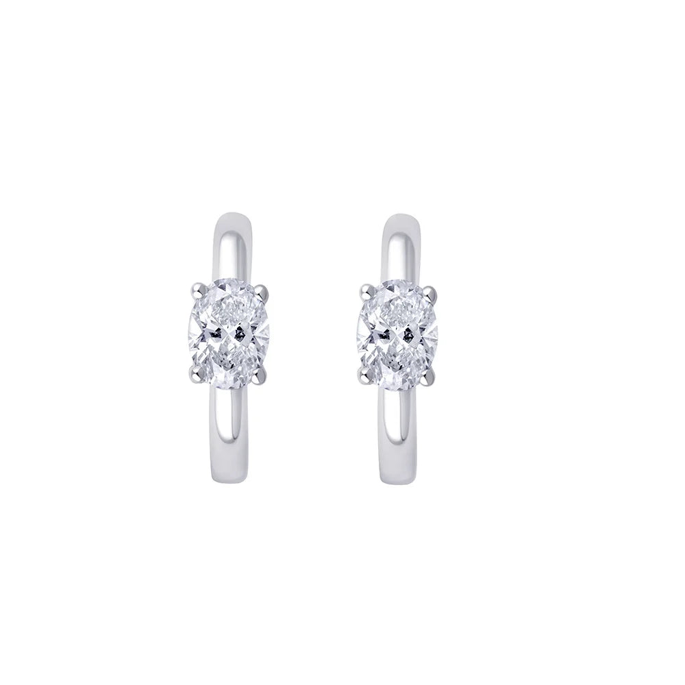 Oval Cut Huggie Earrings