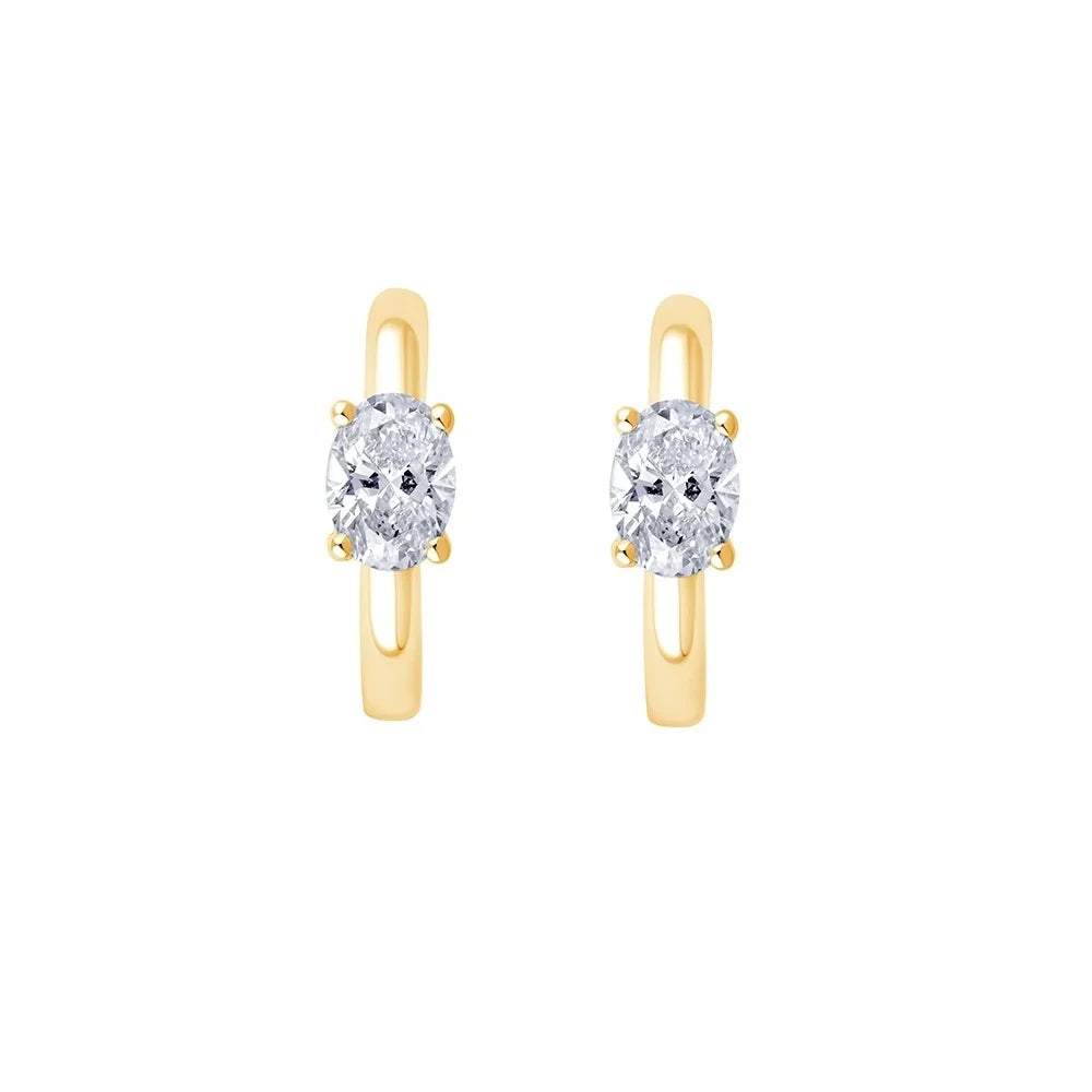 Oval Cut Huggie Earrings