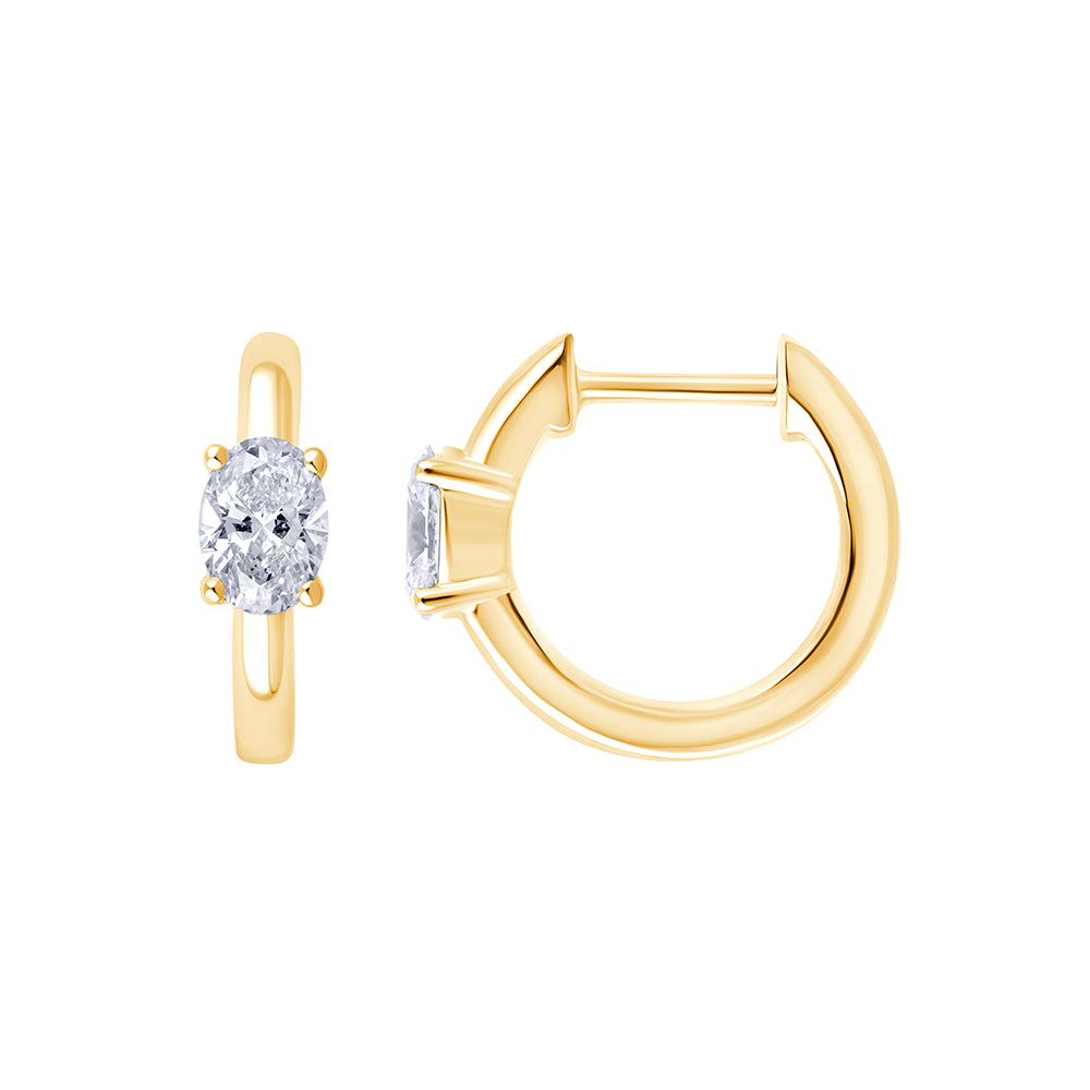 Oval Cut Huggie Earrings