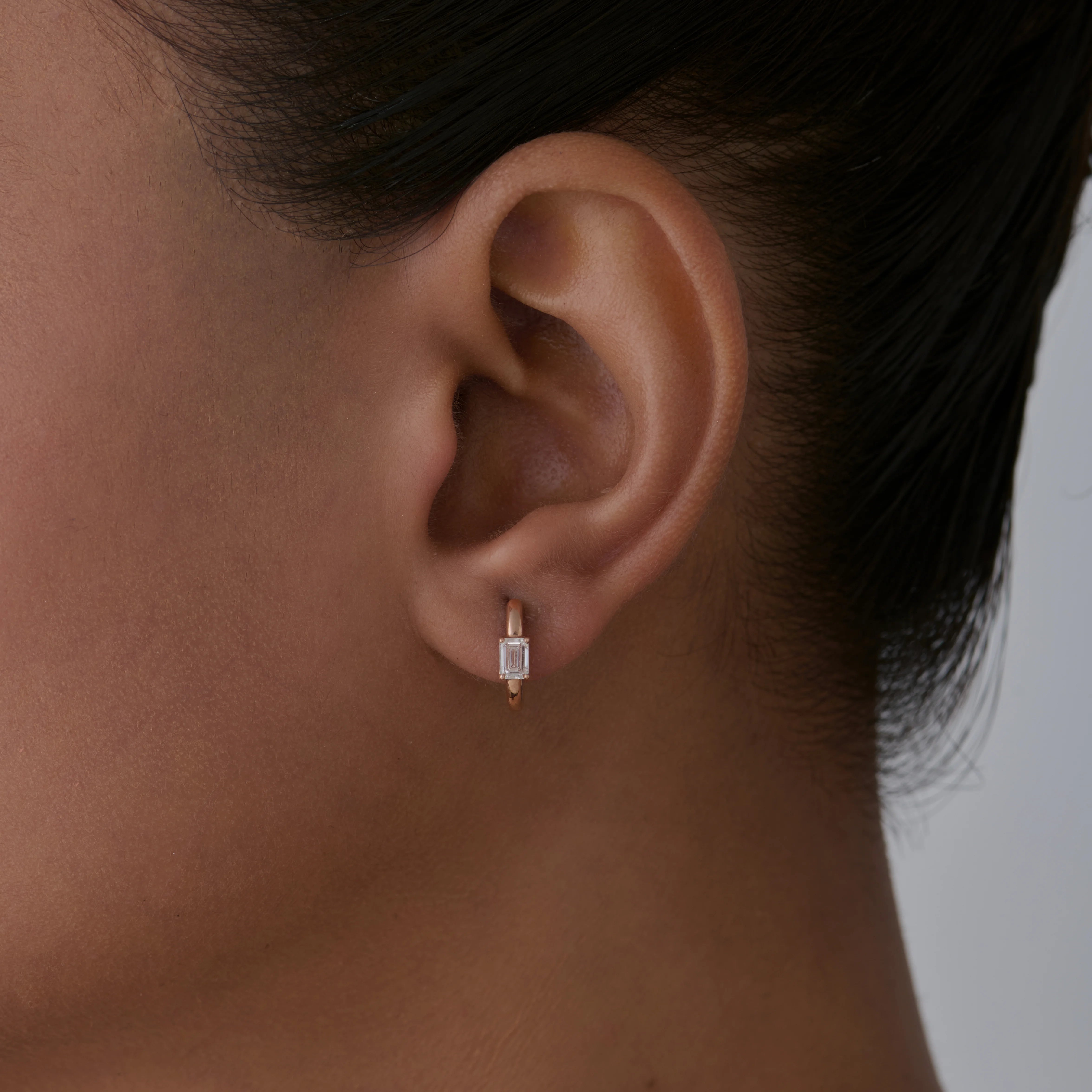 Emerald Cut Huggie Earrings 