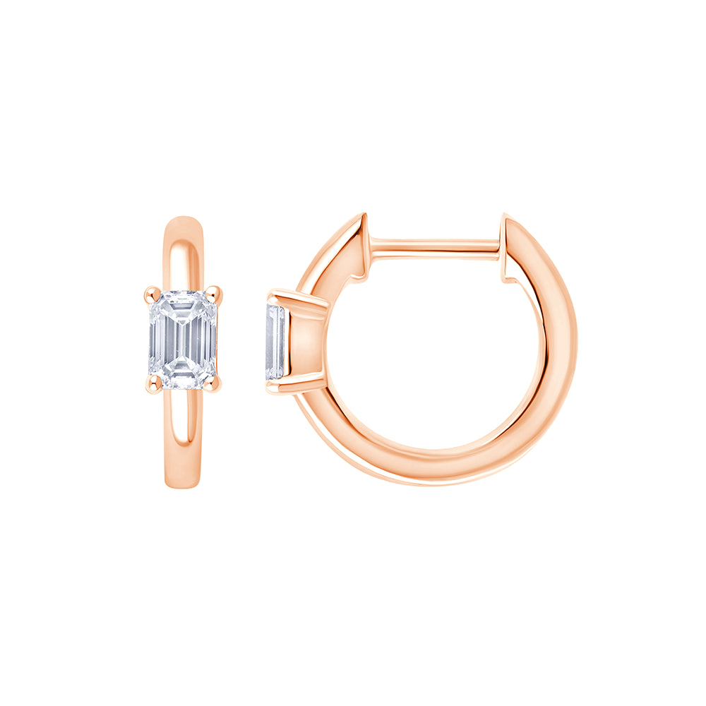 Emerald Cut Huggie Earrings 