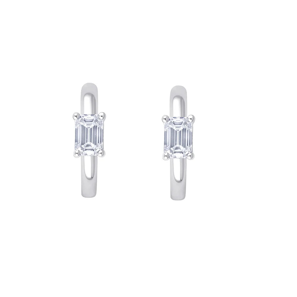 Emerald Cut Huggie Earrings 