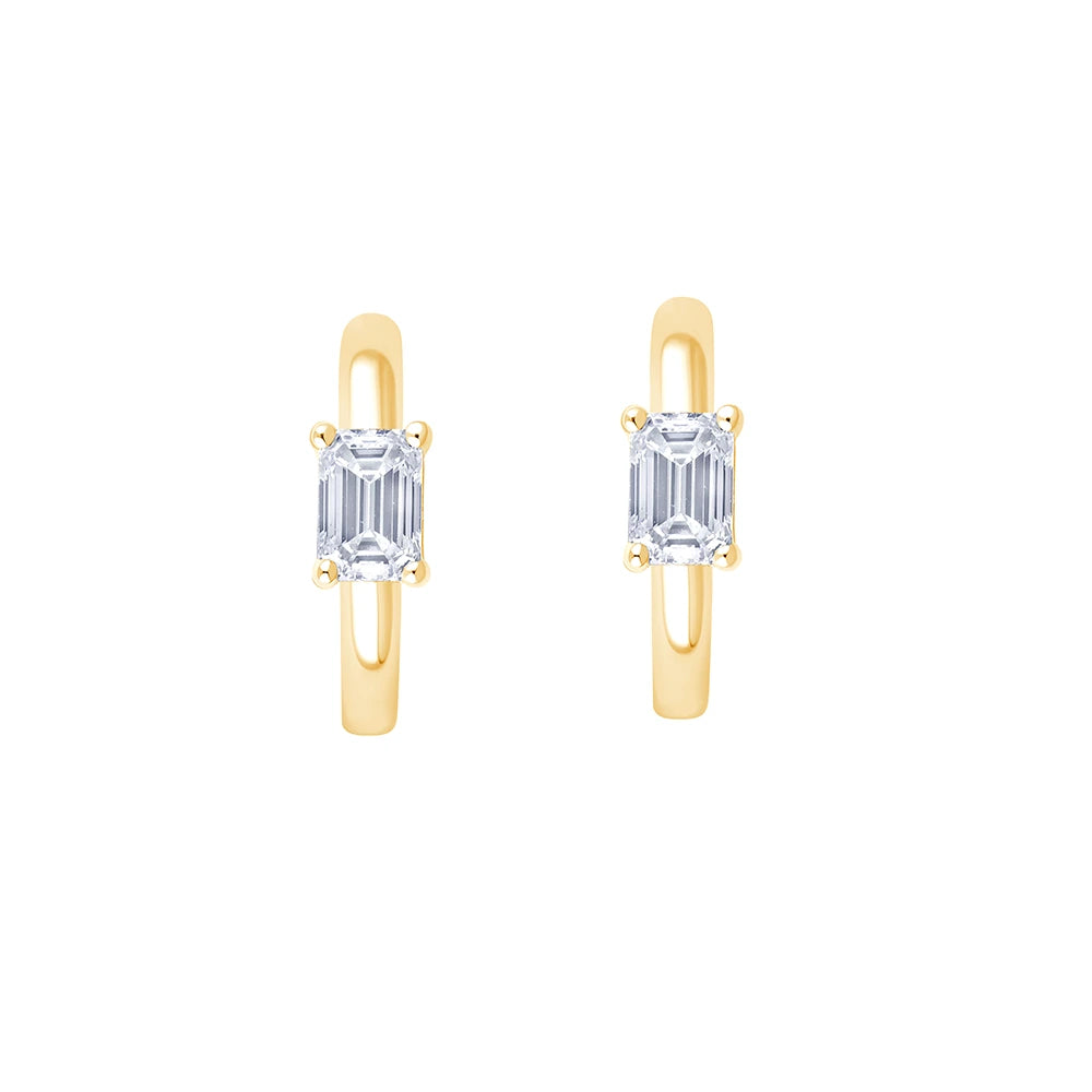 Emerald Cut Huggie Earrings 