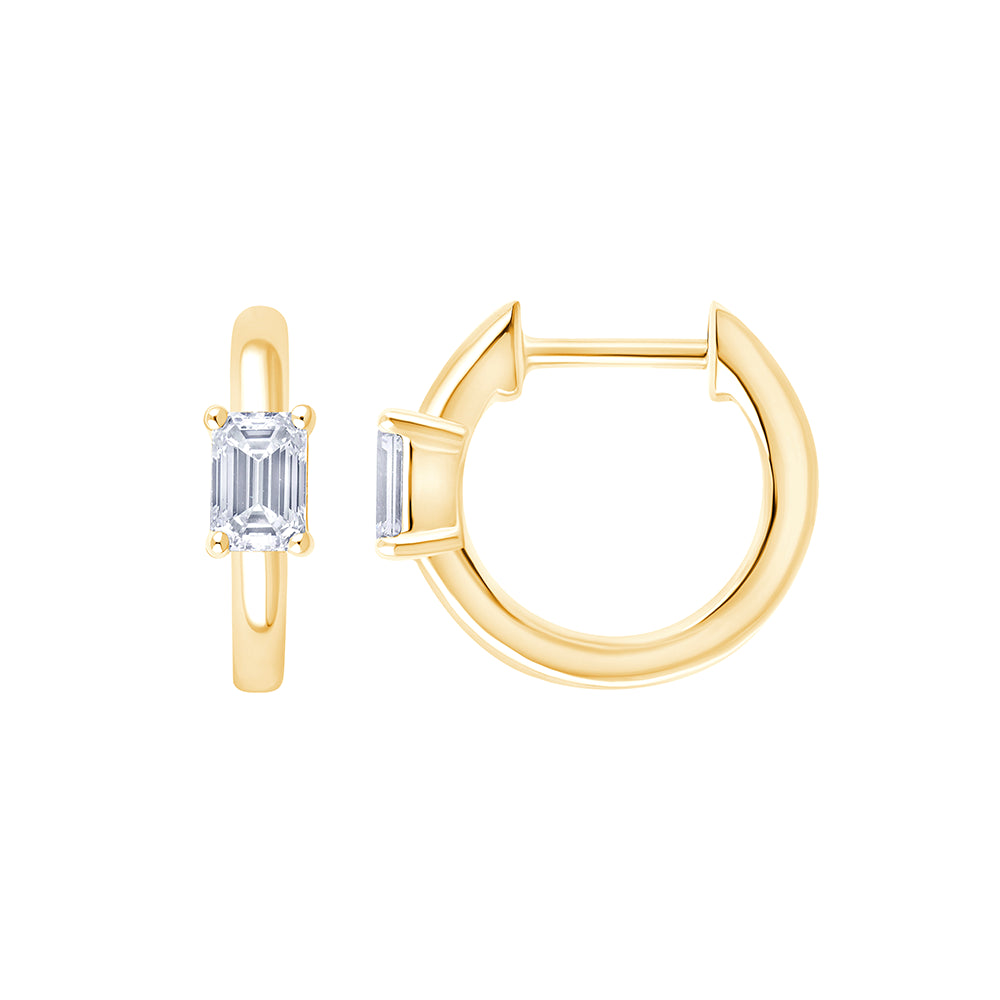 Emerald Cut Huggie Earrings 