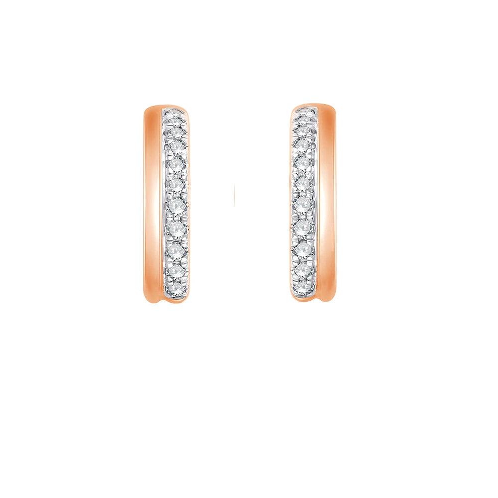 Brilliant Cut Diamond Line Huggie Earrings 