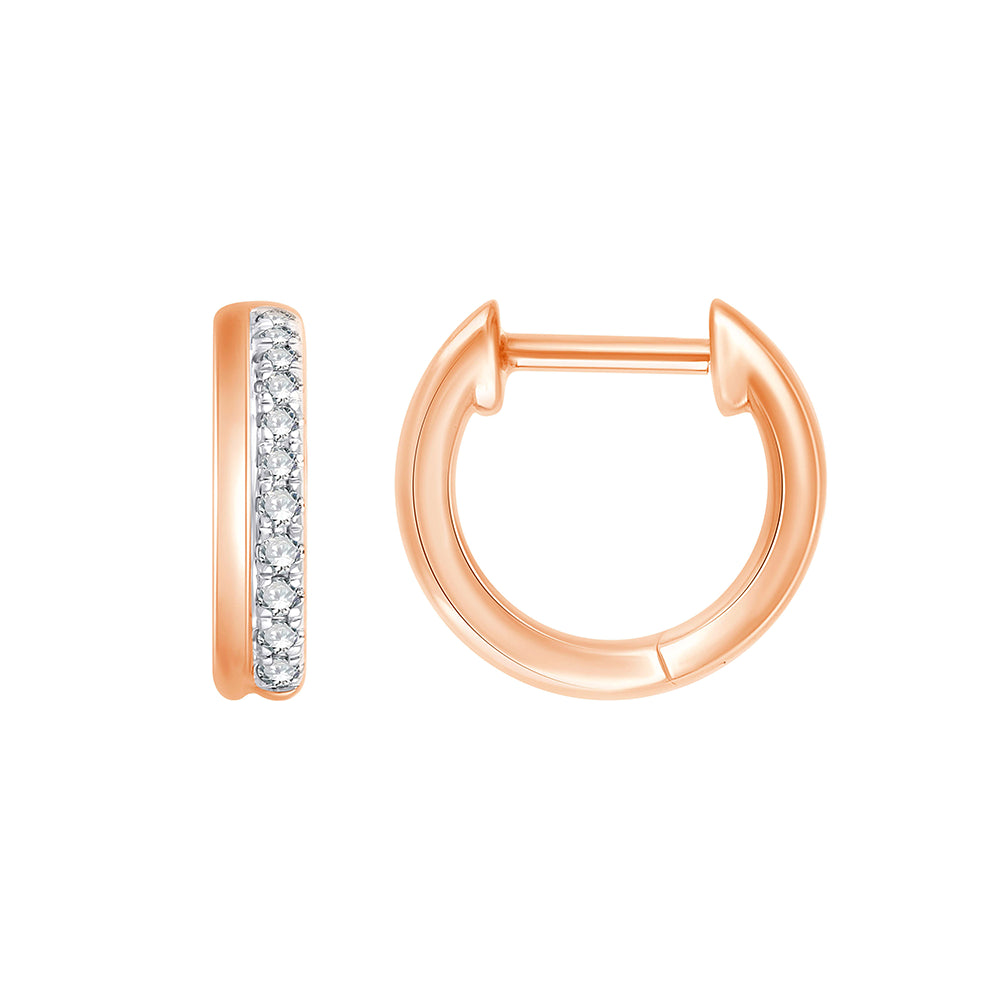 Brilliant Cut Diamond Line Huggie Earrings 