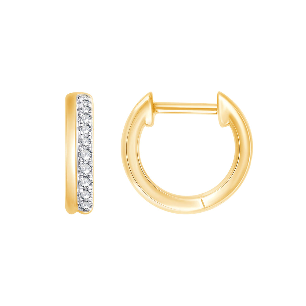 Brilliant Cut Diamond Line Huggie Earrings 