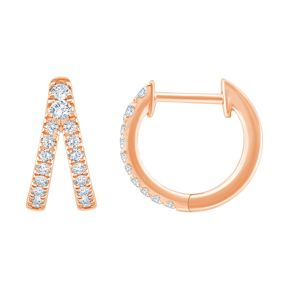 Brilliant Cut Split Line Huggie Earrings