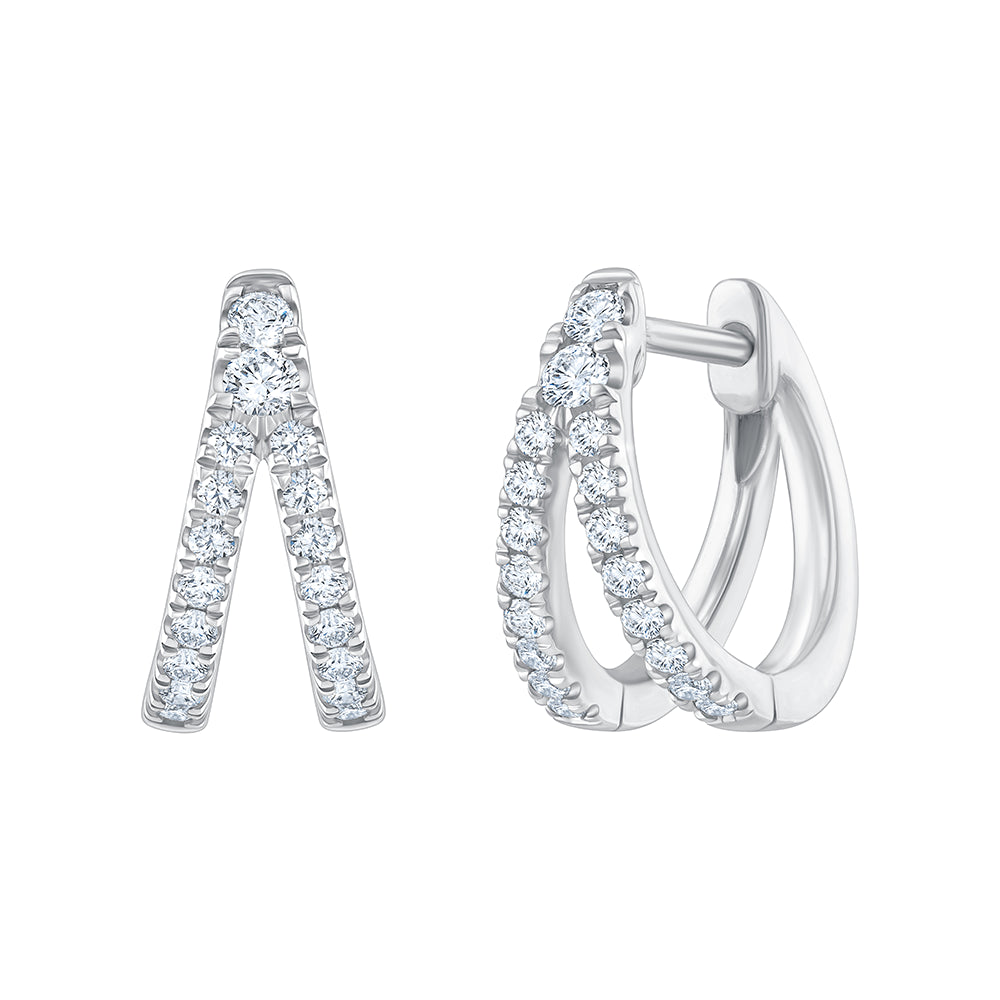 Brilliant Cut Split Line Huggie Earrings