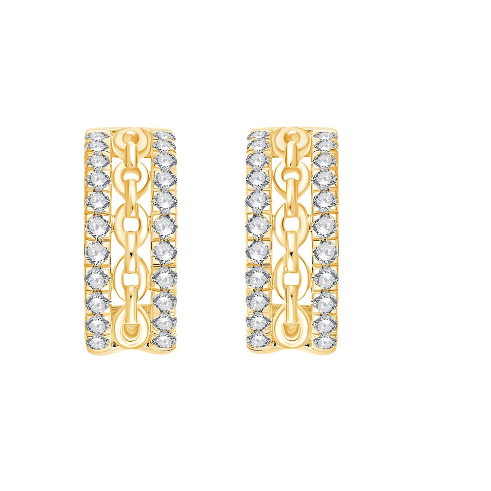 Brilliant Cut Chain Link Huggie Earrings 