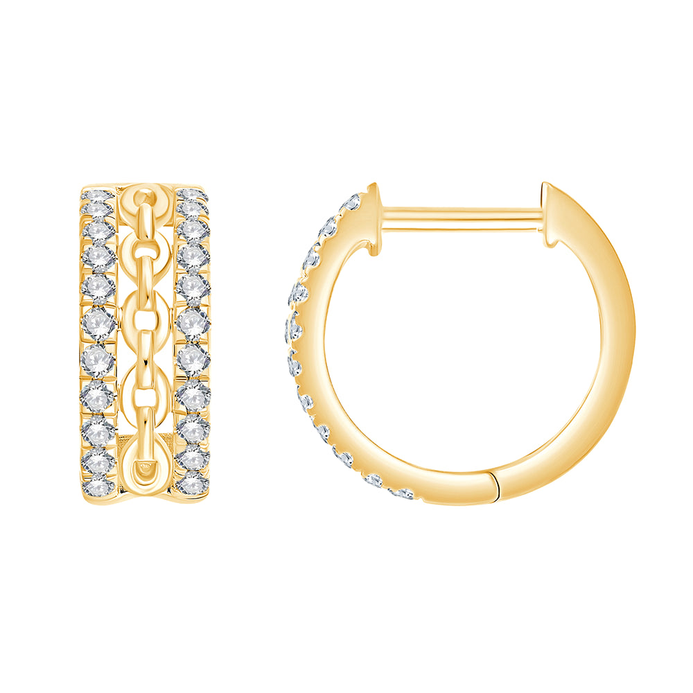 Brilliant Cut Chain Link Huggie Earrings 