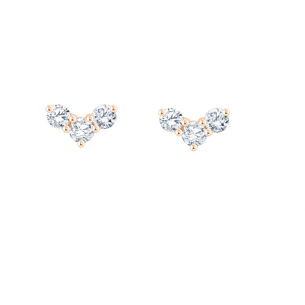 Brilliant Cut Chevron Stud Earrings