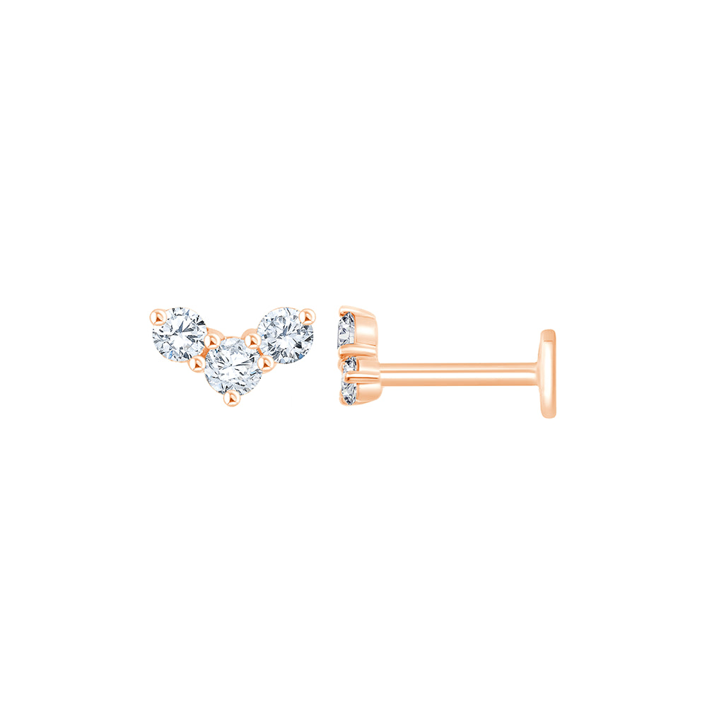 Brilliant Cut Chevron Stud Earrings