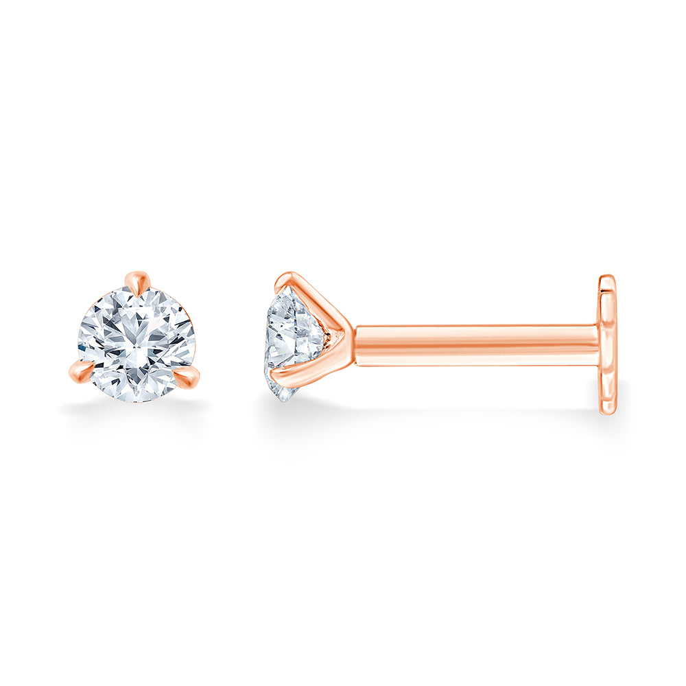 Brilliant Cut Solitaire Flatback Stud Earrings