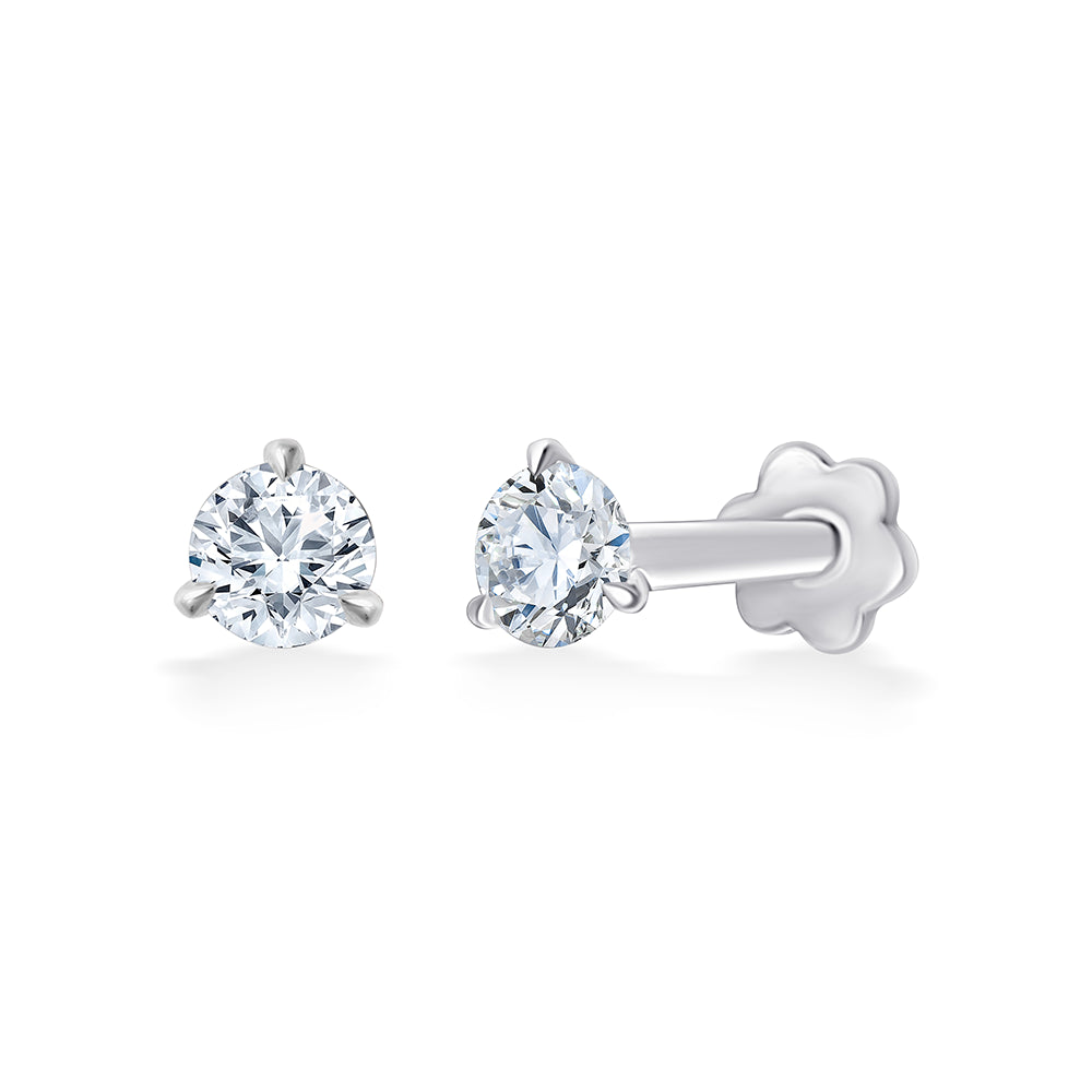 Brilliant Cut Solitaire Flatback Stud Earrings