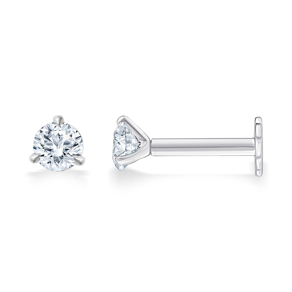Brilliant Cut Solitaire Flatback Stud Earrings