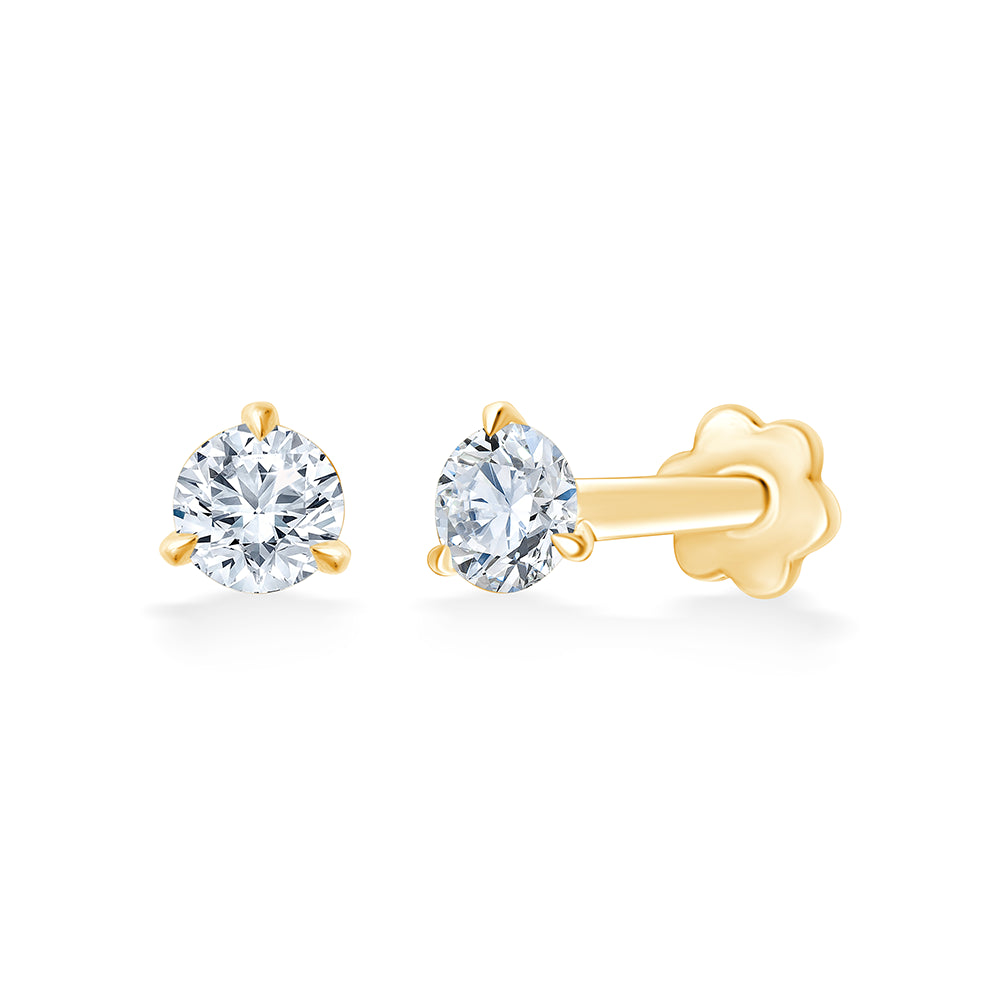 Brilliant Cut Solitaire Flatback Stud Earrings