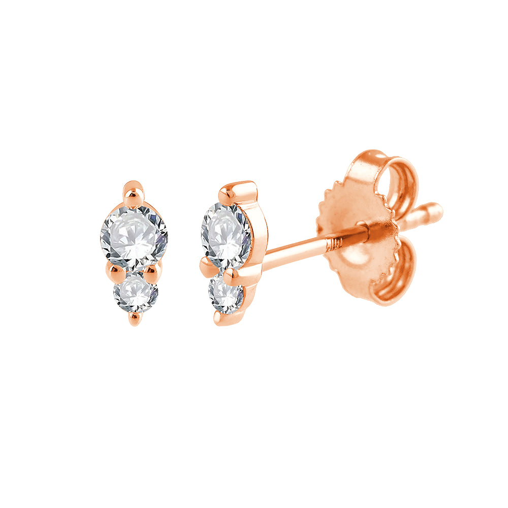 Brilliant Cut Double Stone Stud Earrings 
