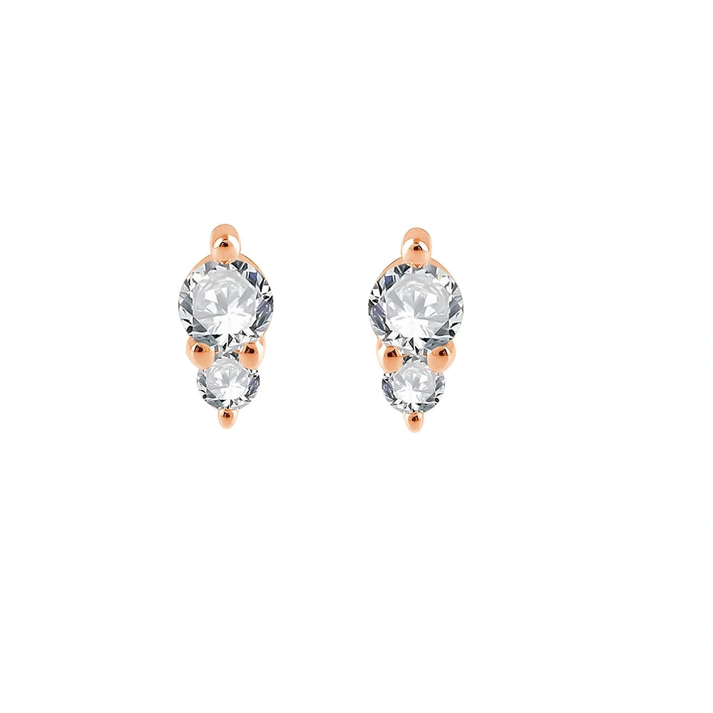 Brilliant Cut Double Stone Stud Earrings 