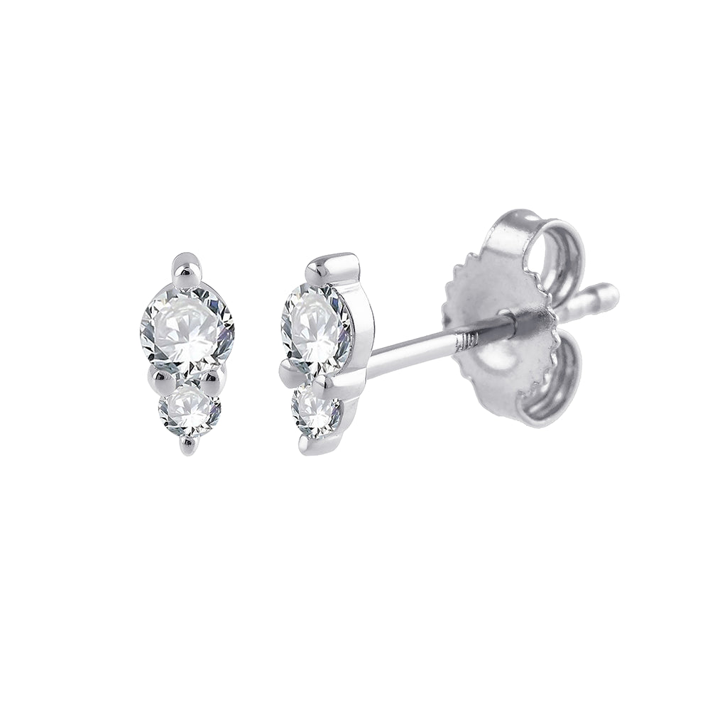 Brilliant Cut Double Stone Stud Earrings 
