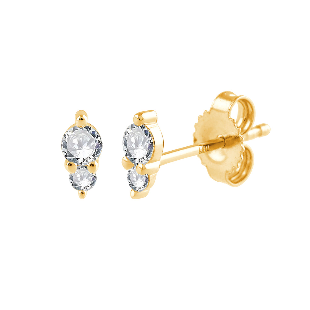 Brilliant Cut Double Stone Stud Earrings 