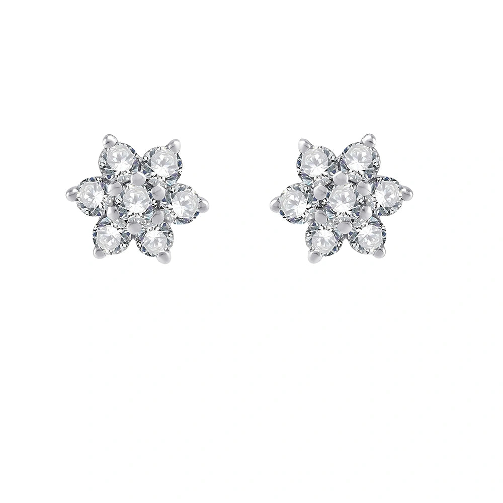 Brilliant Cut Floral Stud Earrings 