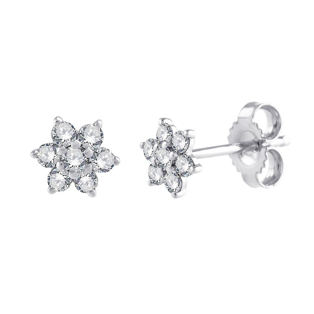 Brilliant Cut Floral Stud Earrings 