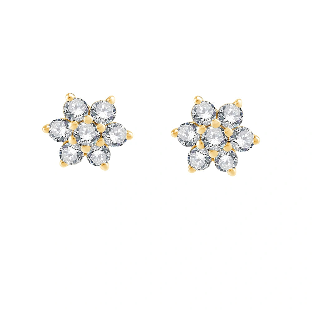 Brilliant Cut Floral Stud Earrings 