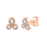 Brilliant Cut Three Stone Stud Earrings