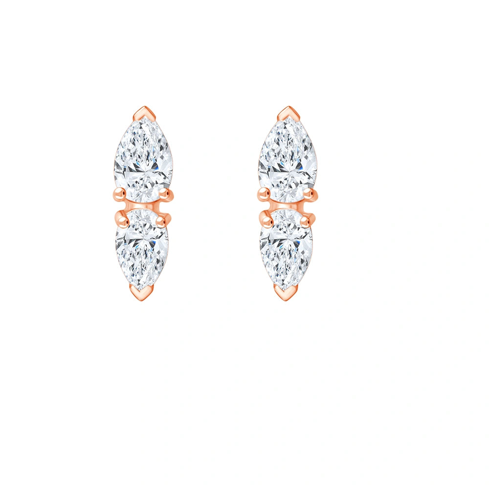 Pear Cut Double Stone Stud Earrings