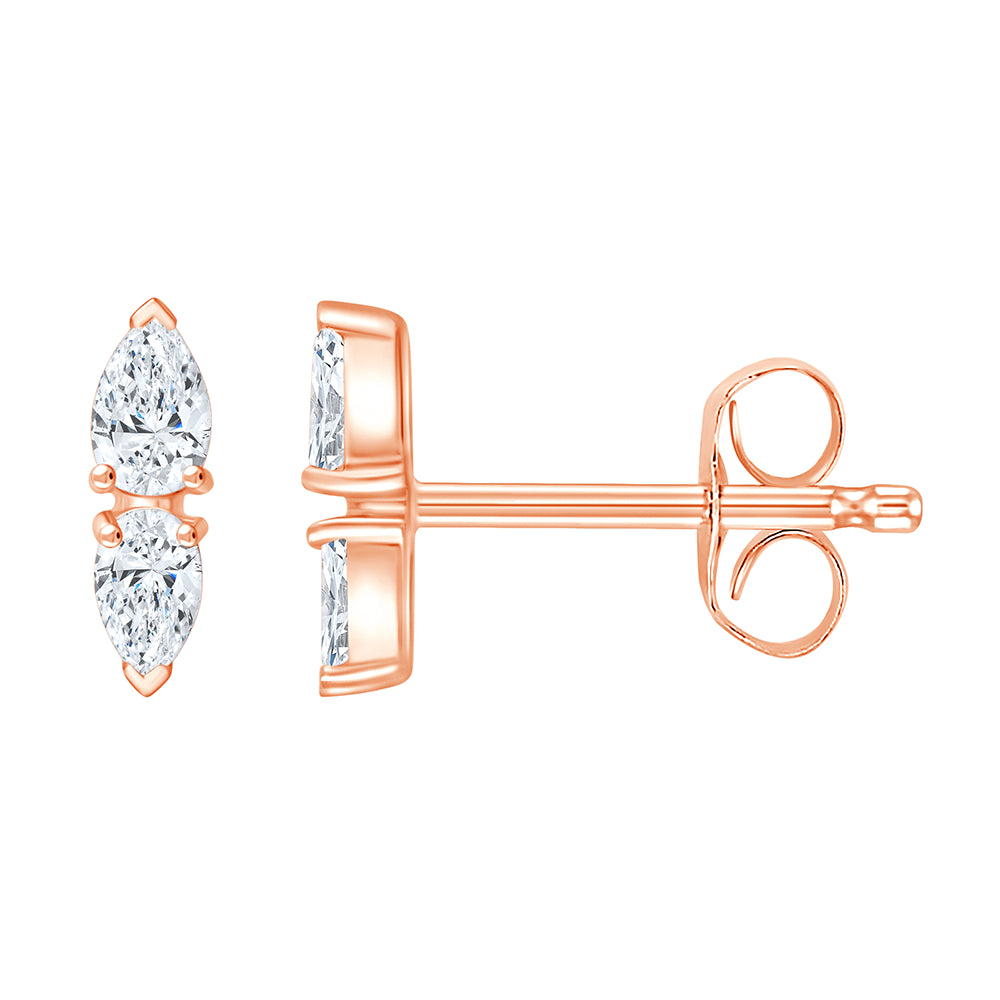 Pear Cut Double Stone Stud Earrings
