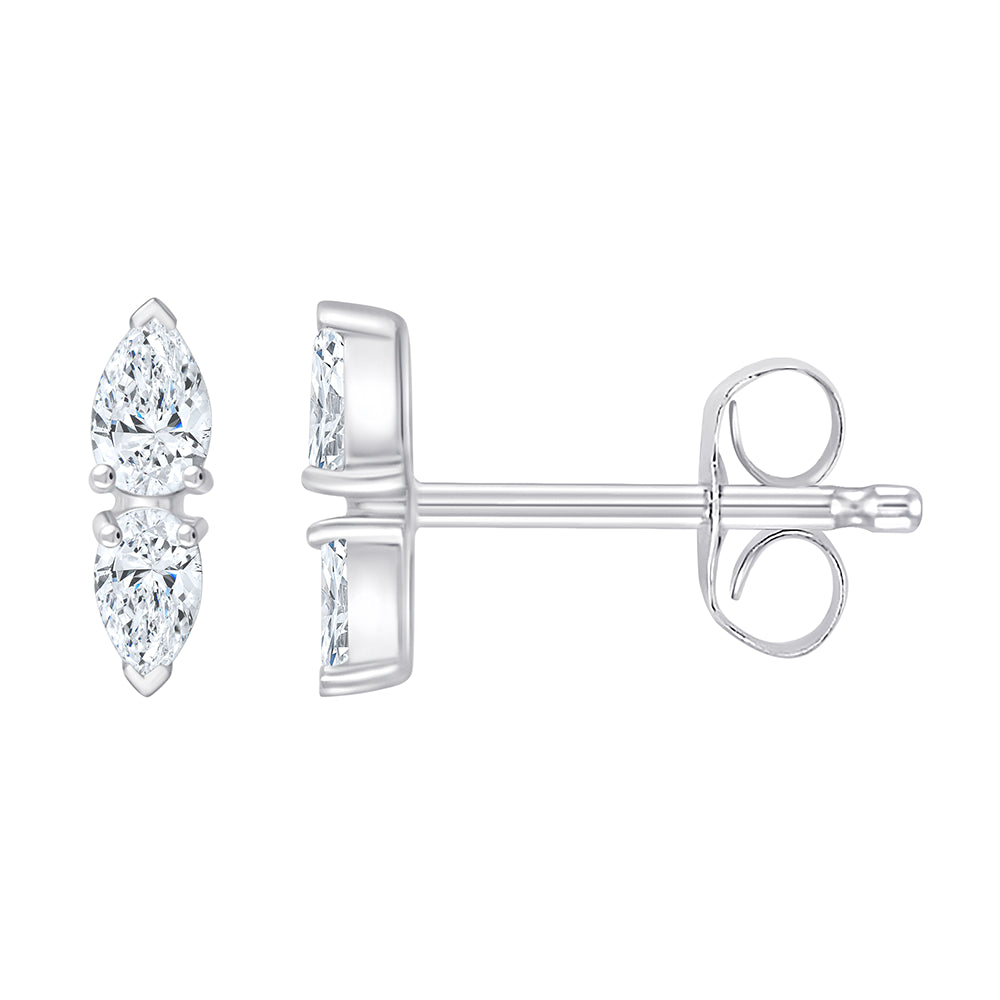 Pear Cut Double Stone Stud Earrings