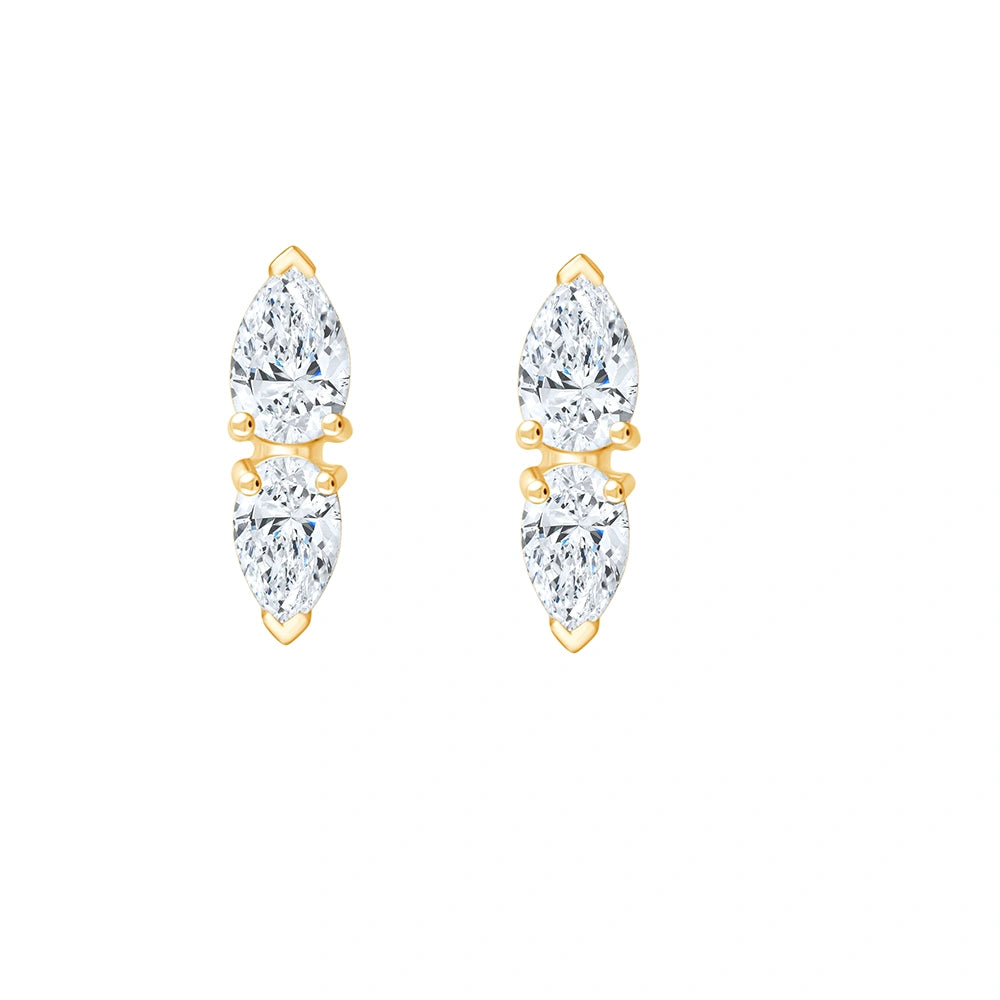 Pear Cut Double Stone Stud Earrings