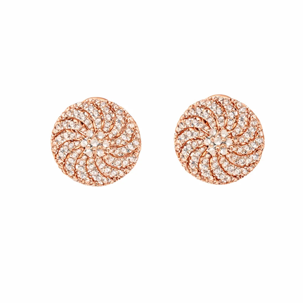 Brilliant Cut Swirl Disc Stud Earrings