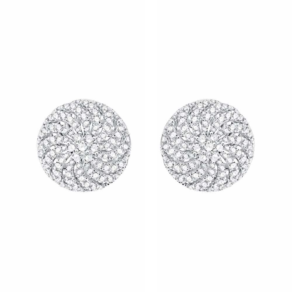 Brilliant Cut Swirl Disc Stud Earrings