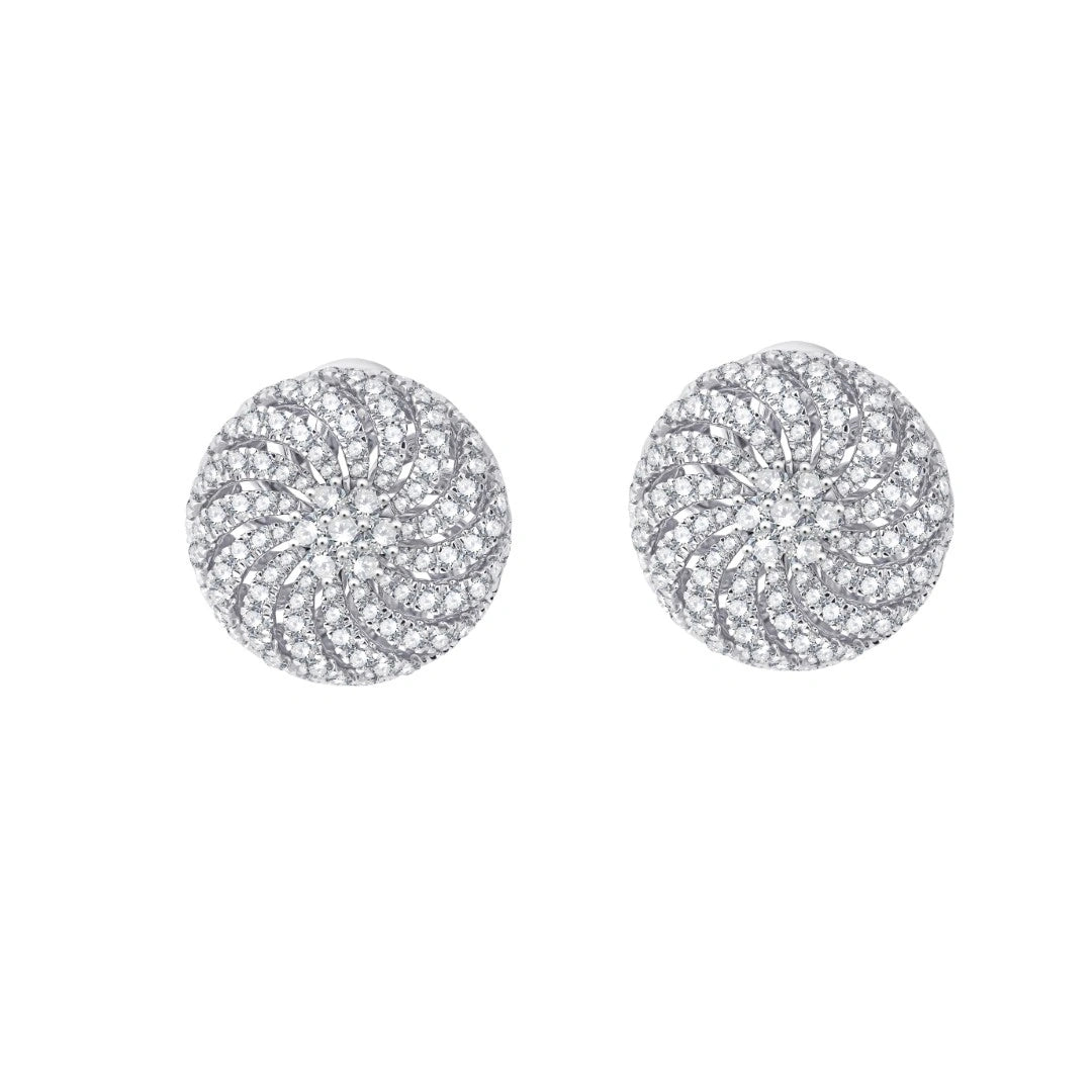 Brilliant Cut Swirl Disc Stud Earrings
