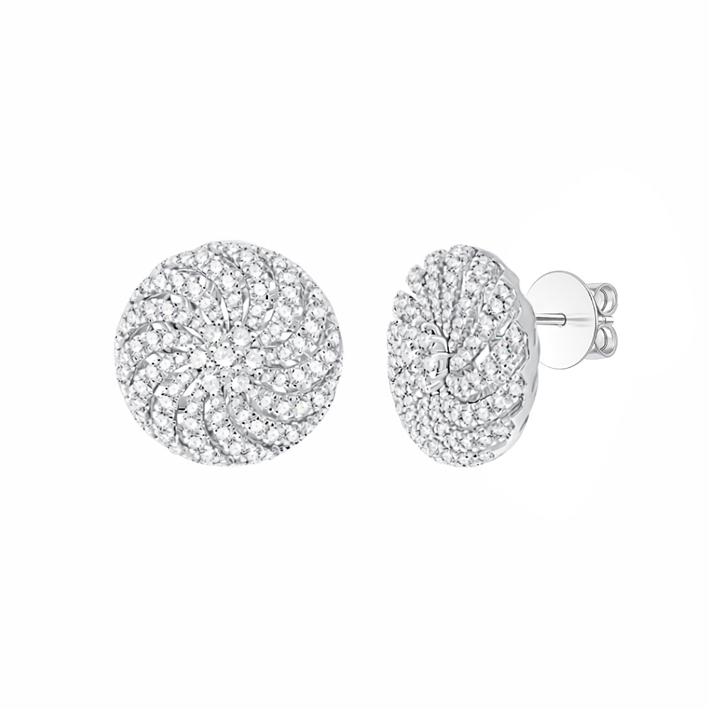 Brilliant Cut Swirl Disc Stud Earrings