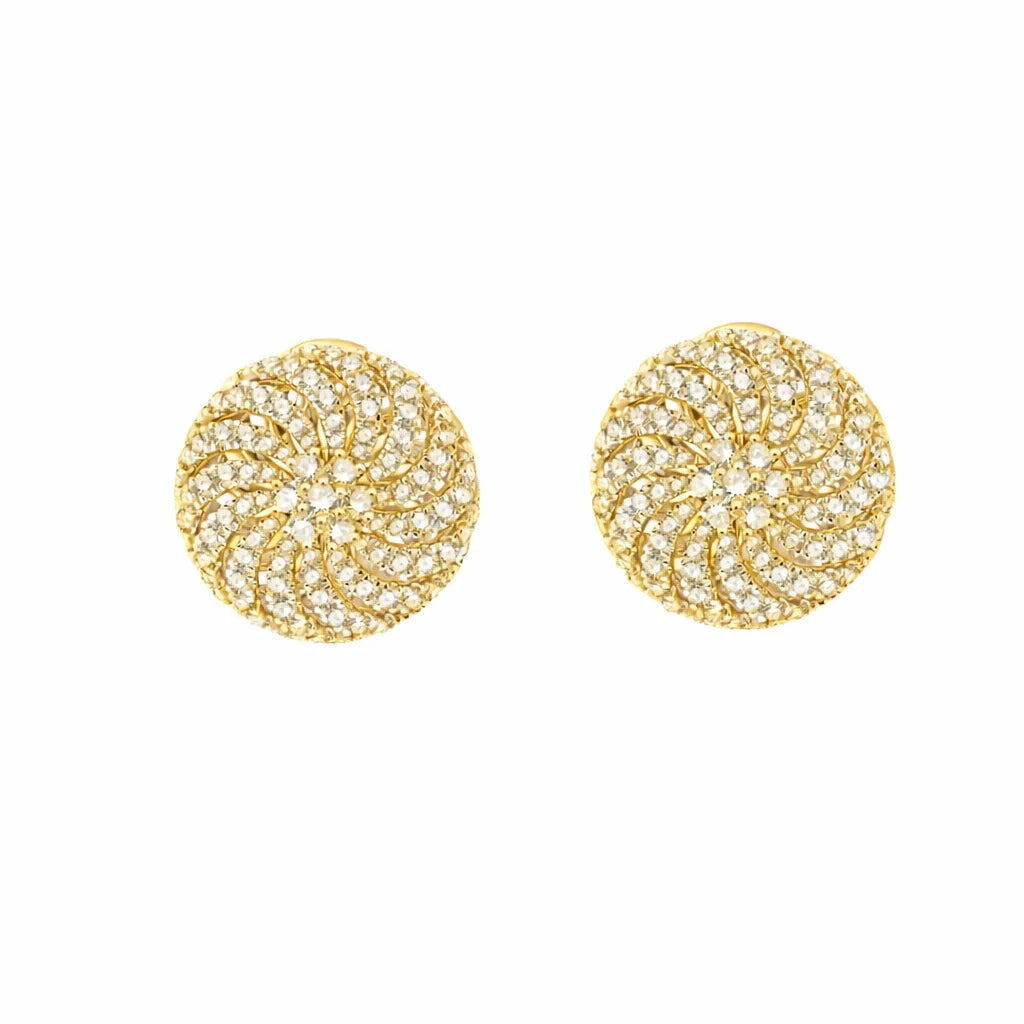 Brilliant Cut Swirl Disc Stud Earrings