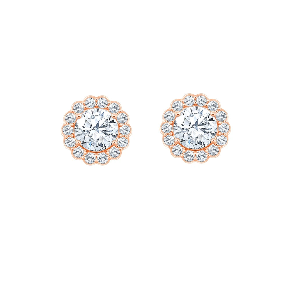 Brilliant Cut Halo Stud Earrings